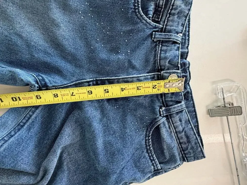 Justice Girls Wide Leg Jeans with Rhinestuds Size 8